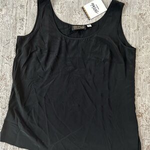 NWT Bob Mackie Wearable Art Black 100% Silk Tank Top Sz M Classic Minimal Elegan